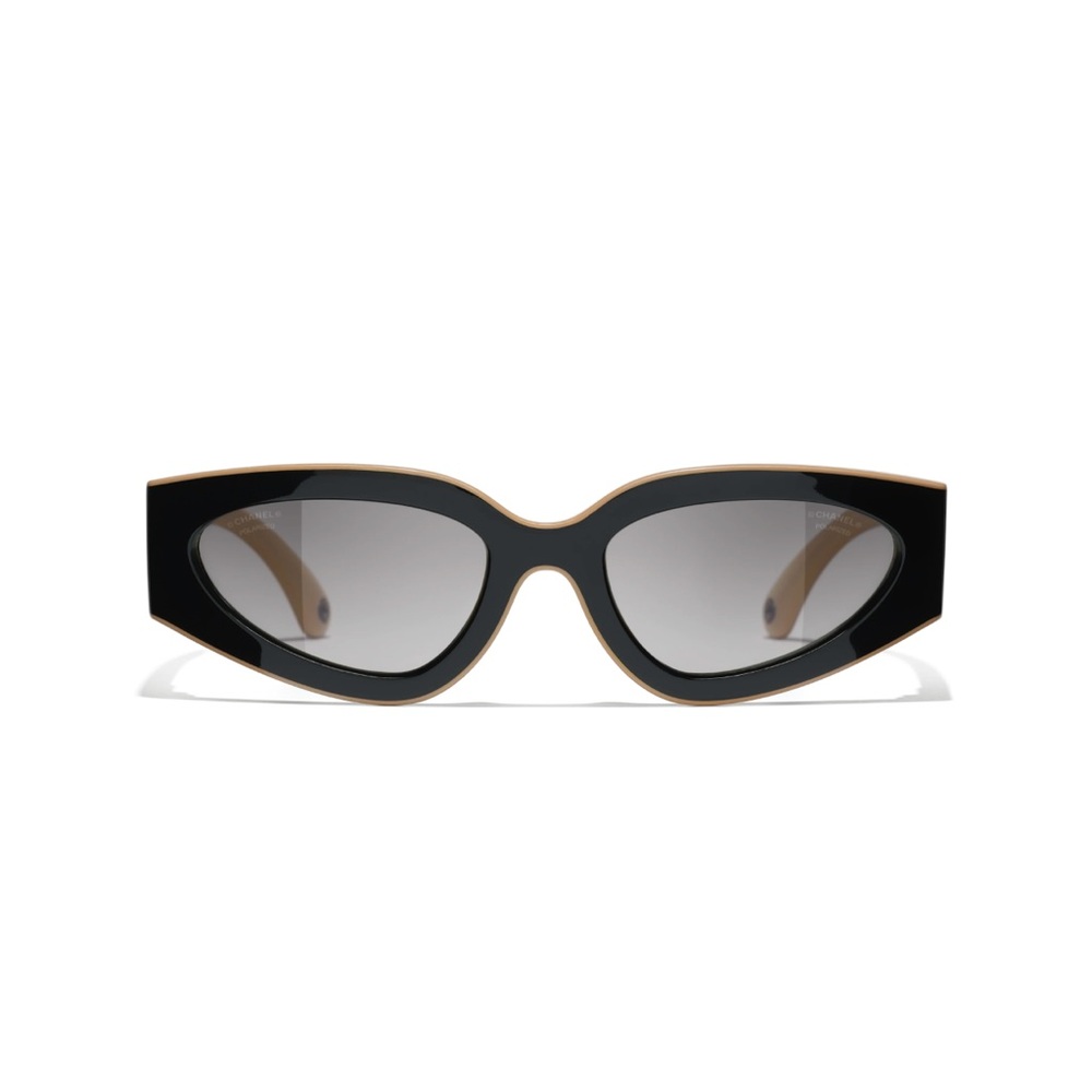 brand new 		
 Chanel CAT EYE SUNGLASSES CLASSICS BLACK & BEIGE UNIVERSAL - Picture 3 of 8